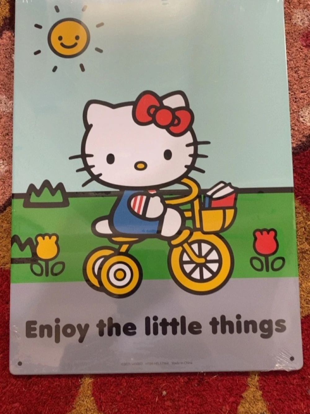 Hello Kitty Metal Wall Sign Blue Like New